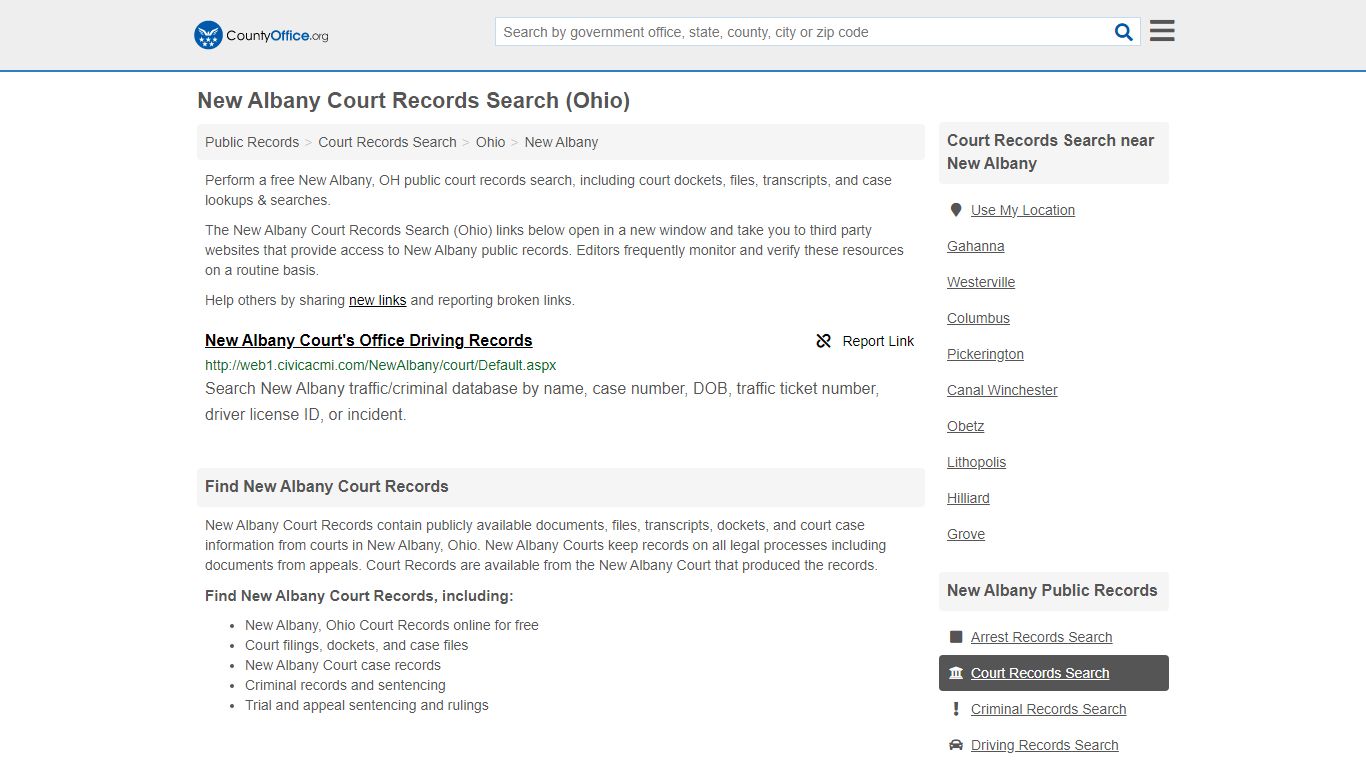Court Records Search - New Albany, OH (Adoptions, Criminal, Child ...