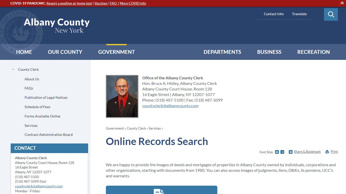Online Records Search | Albany County, NY